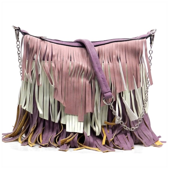 Handbags - Last One Multi Fringe Shoulder Bag Purple